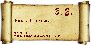 Benes Elizeus névjegykártya